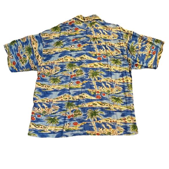 VTG Big Dogs Floral Hibiscus Palm Tree Button up Shirt Hawaiian w/ Pocket Men 3X - Picture 8 of 13